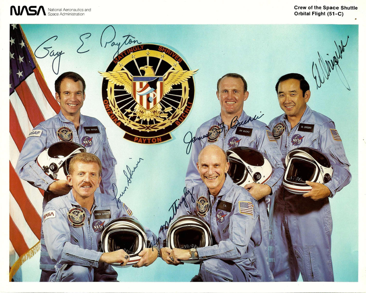Space_Shuttle mission STS-51-C NASA litho Onizuka handsigned