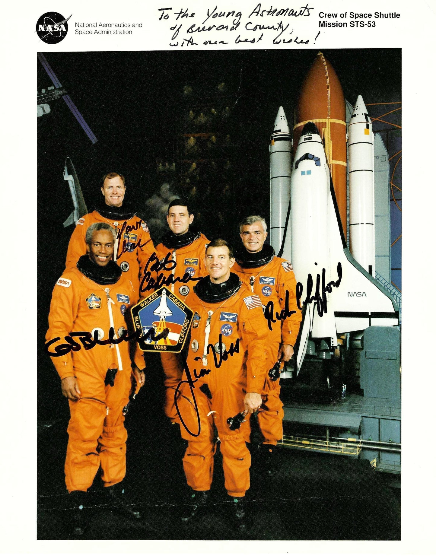 Space Shuttle mission STS-53 crew handsigned NASA litho