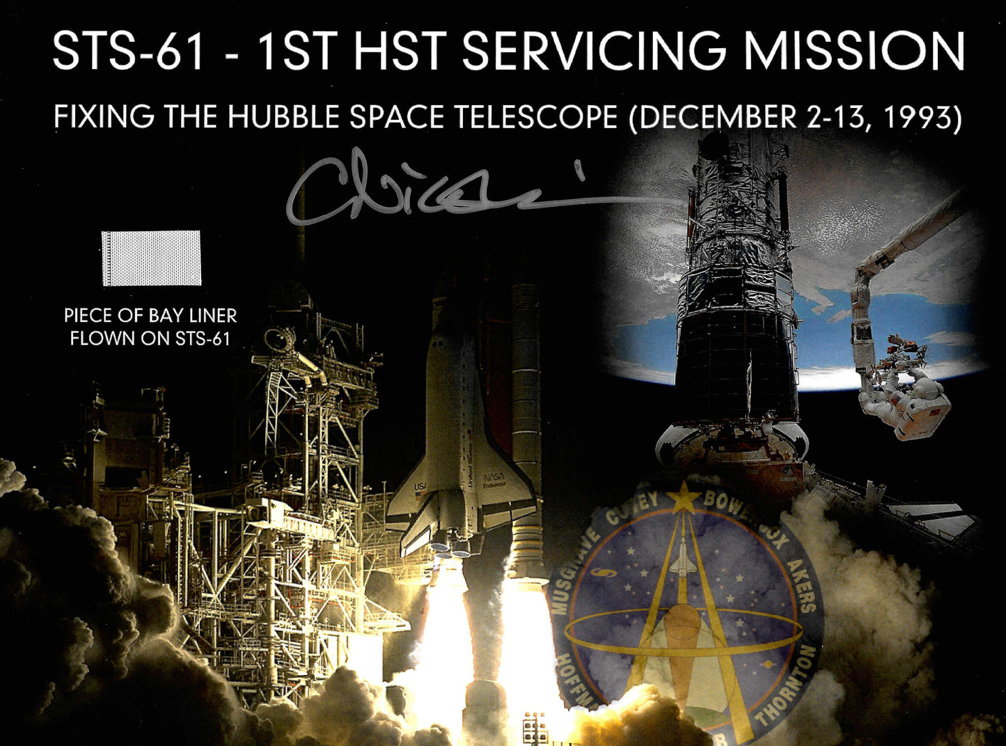 STS-61 flown artifact presentation - hand-signed by Claude Nicollier