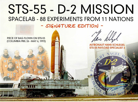 STS-55 flown artifact presentation #2 - hand-signed by Hans Schegel