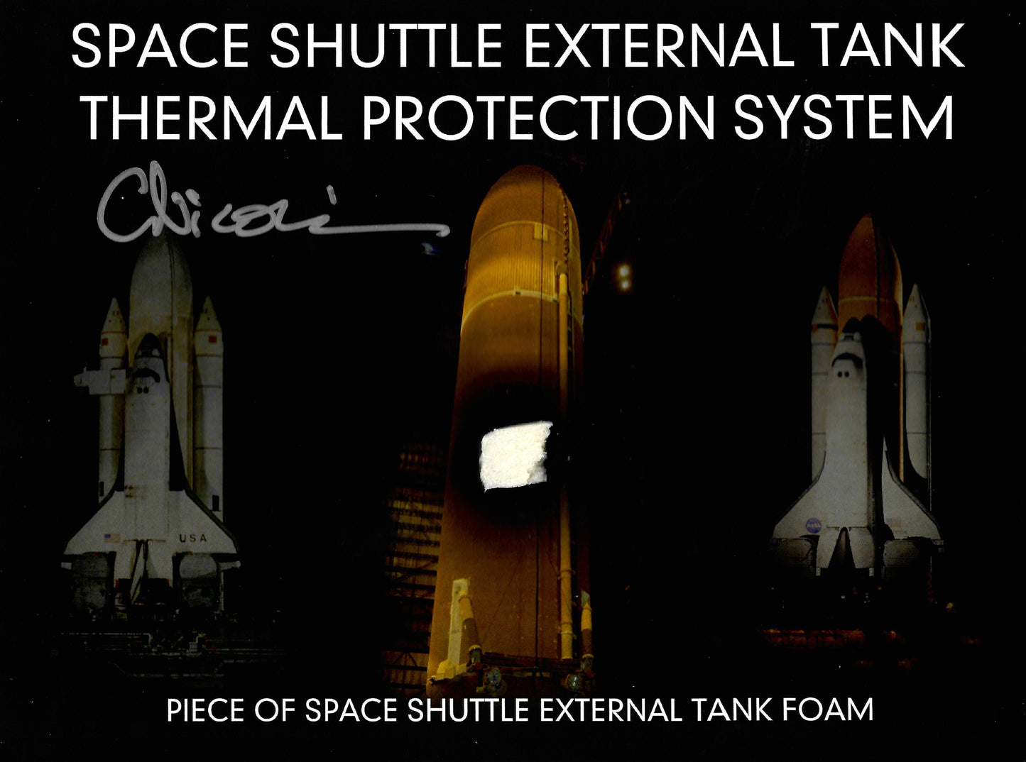 Space Shuttle External Tank Foam artifact - hand-signed by Claude Nicollier