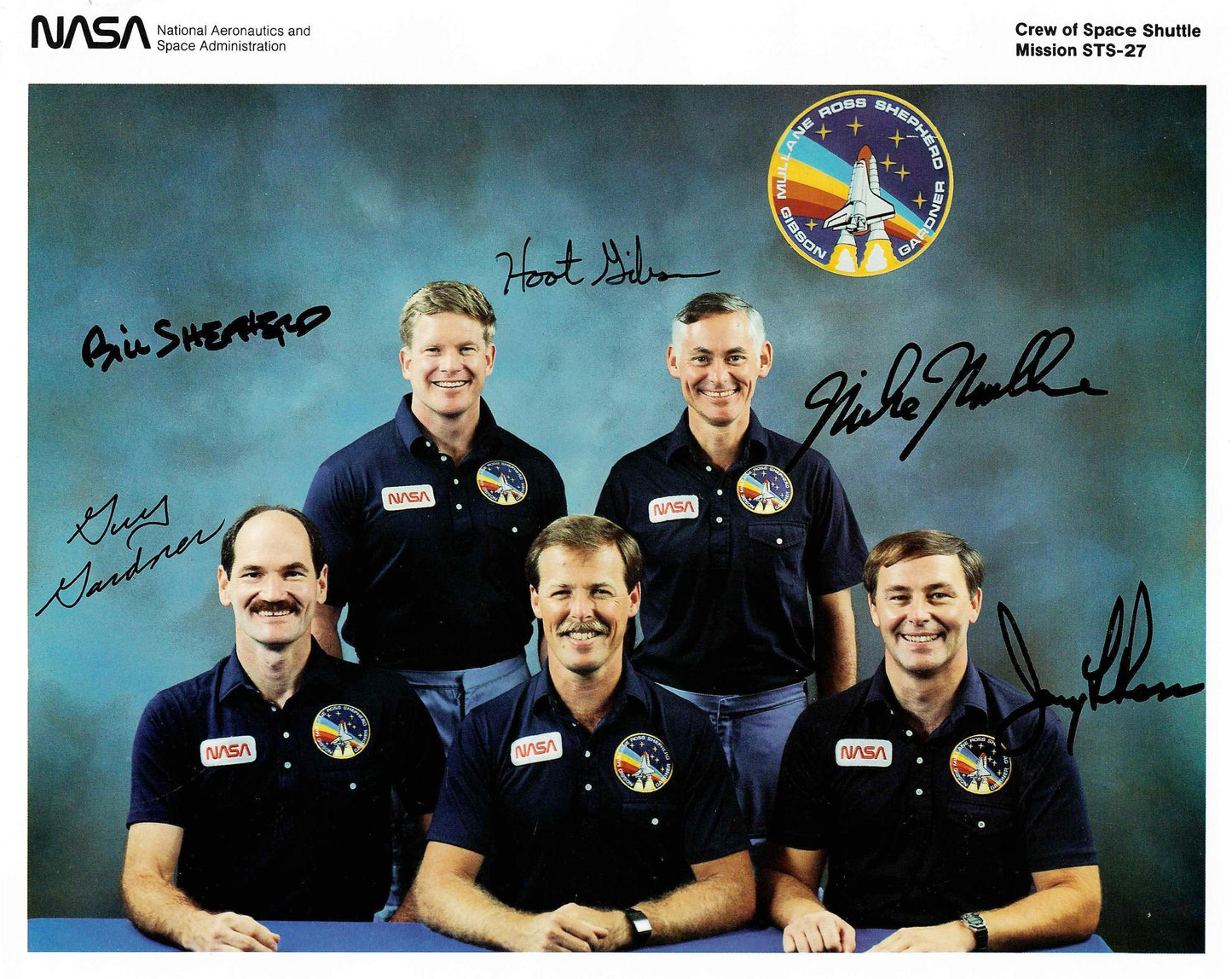 Space Shuttle mission STS-27 crew handsigned NASA litho
