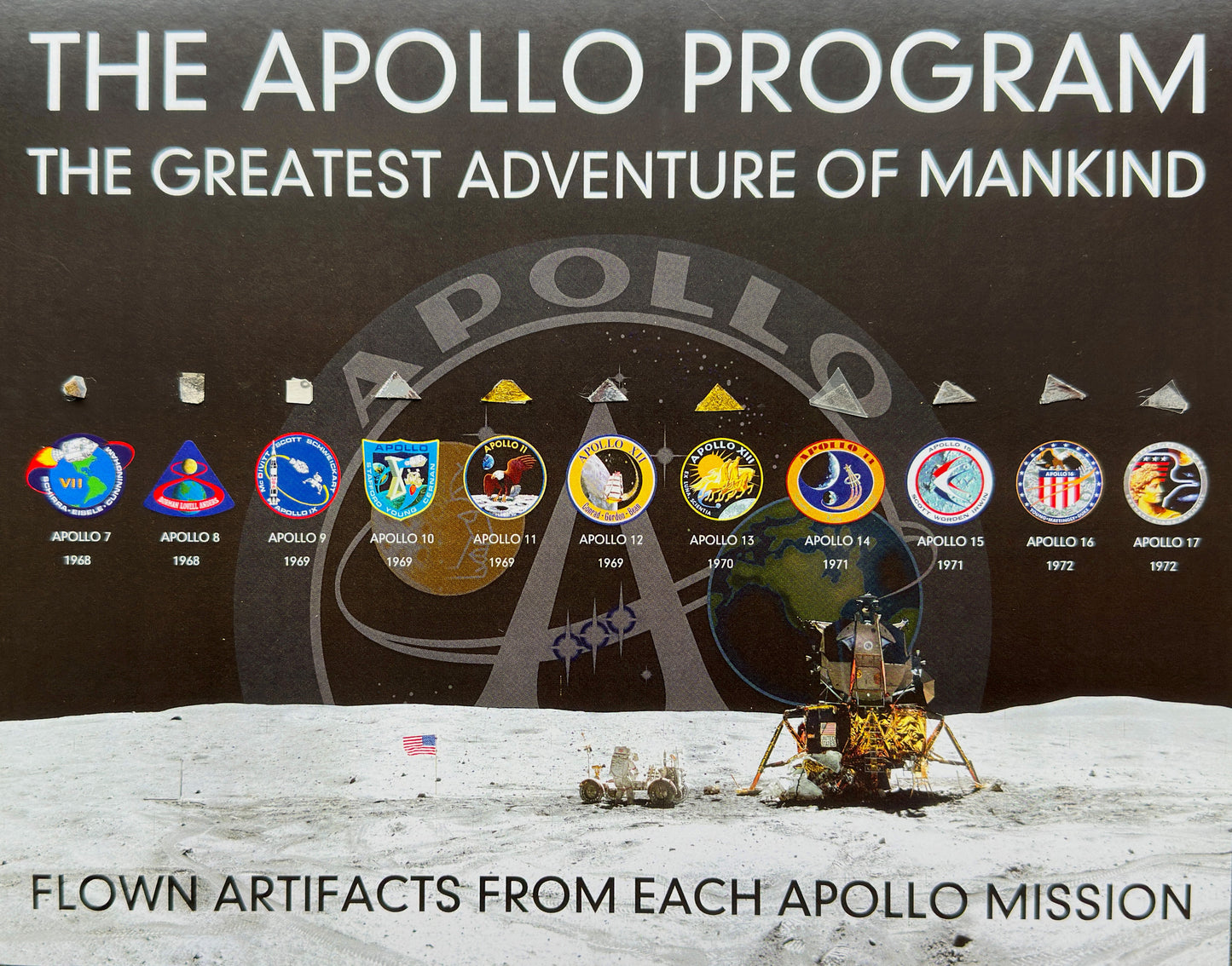 Apollo Program: All Missions (Apollo 7 - 17) flown artifacts presentation