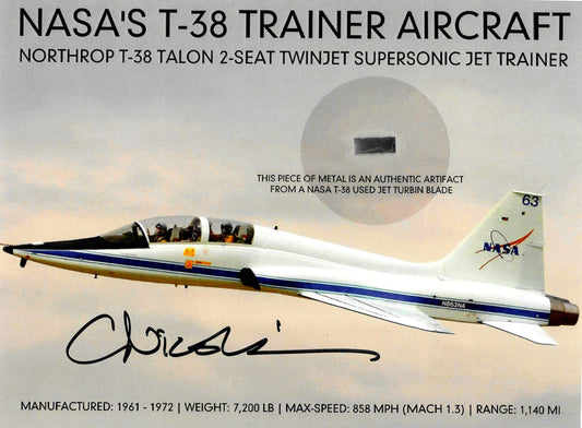 NASA T-38 Talon Trainer Aircraft flown artifact presentation - hand-signed by Claude Nicollier