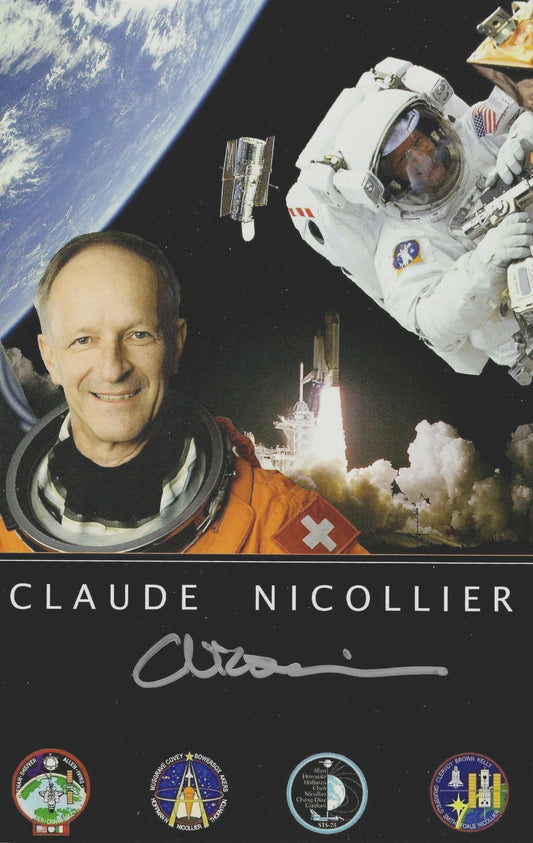 Astronaut Claude Nicollier hand-signed 6x9'' photo