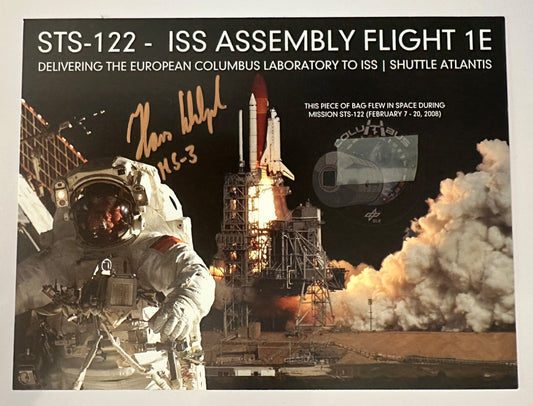 STS-122 flown artifact presentation - hand-signed by Hans Schlegel