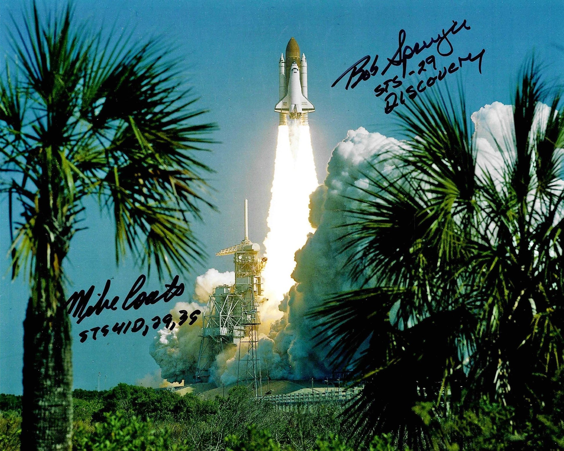 Space Shuttle mission STS-29 launch 8x10'' photo - handsigned by Springer & Coats