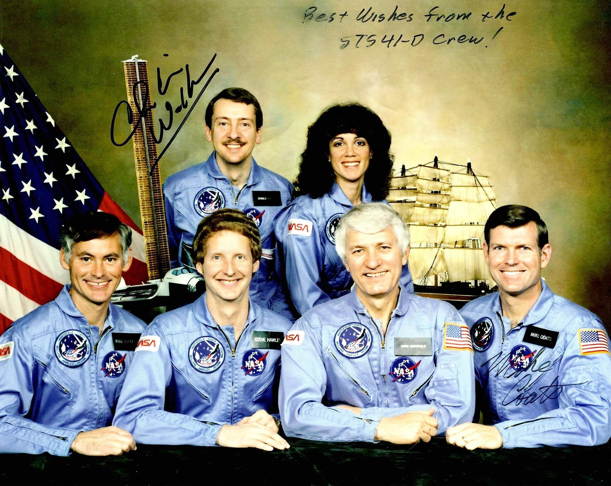 Space Shuttle mission STS-41-D crew 8x10'' photo - handsigned by Walker & Coats