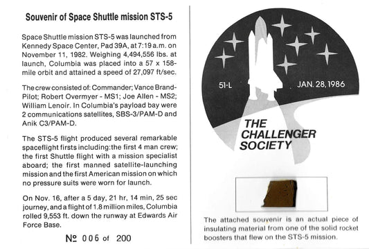STS-5 flown SRB artifact - The Challenger Society