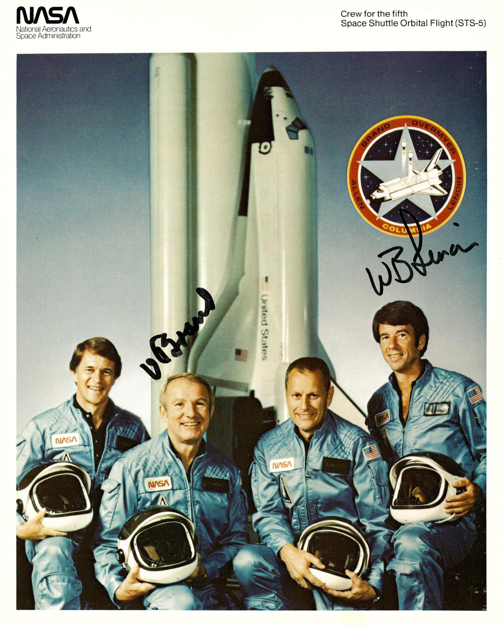 Space Shuttle mission STS-5 crew NASA litho - handsigned by Brand & Lenoir