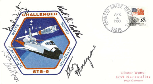 Space Shuttle mission STS-6 crew handsigned cover