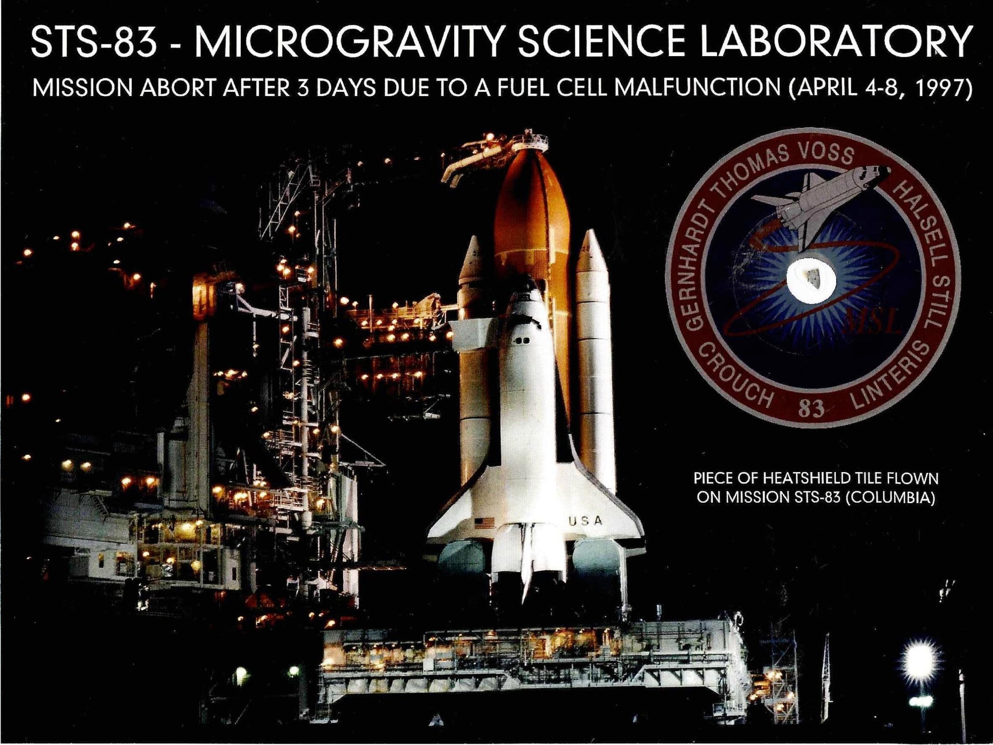 STS-83 flown artifact presentation