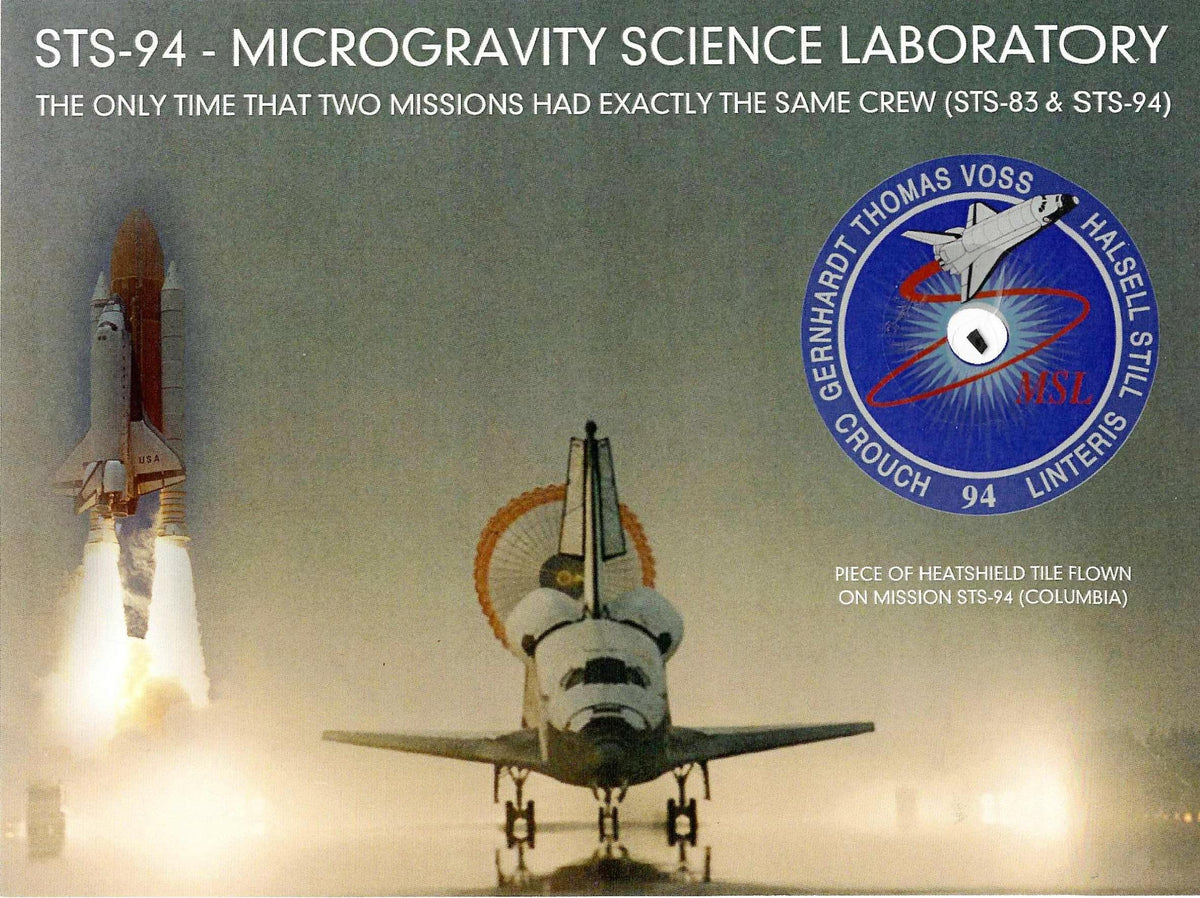 STS-94 flown artifact presentation – Astro Artifacts Online Store