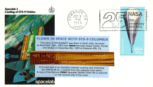 STS-9 cover with flown Spacelab Insulation Foil