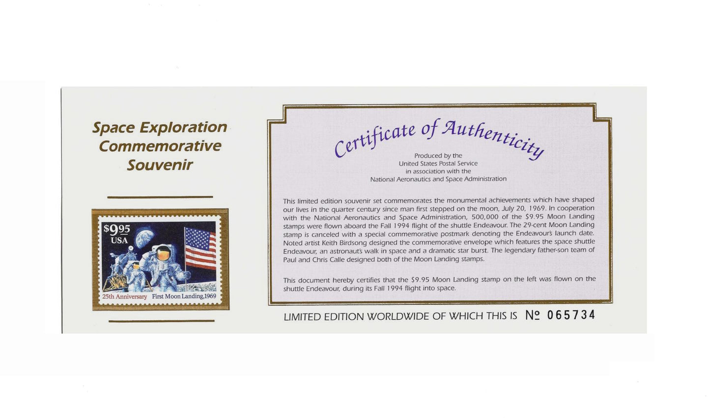 STS-68 flown 'Apollo 11 25th anniversary' stamp