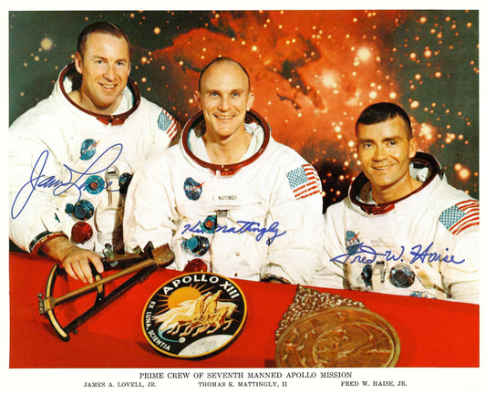 Apollo 13 crew autopen-signed 8x10'' official portrait - incl. Swigert