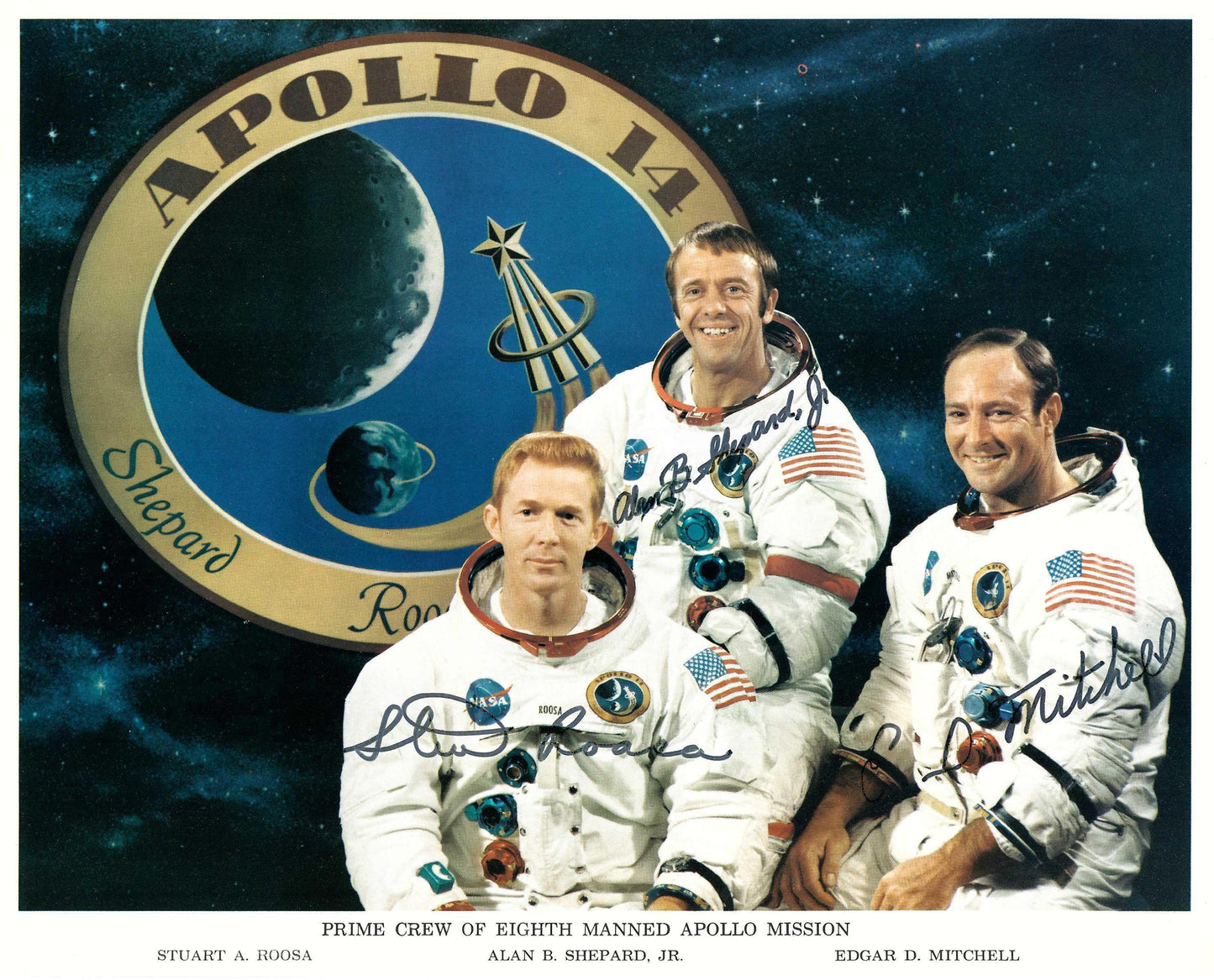 Apollo 14 crew autopen-signed 8x10'' official portrait