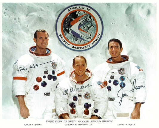Apollo 15 crew autopen-signed 8x10'' official portrait