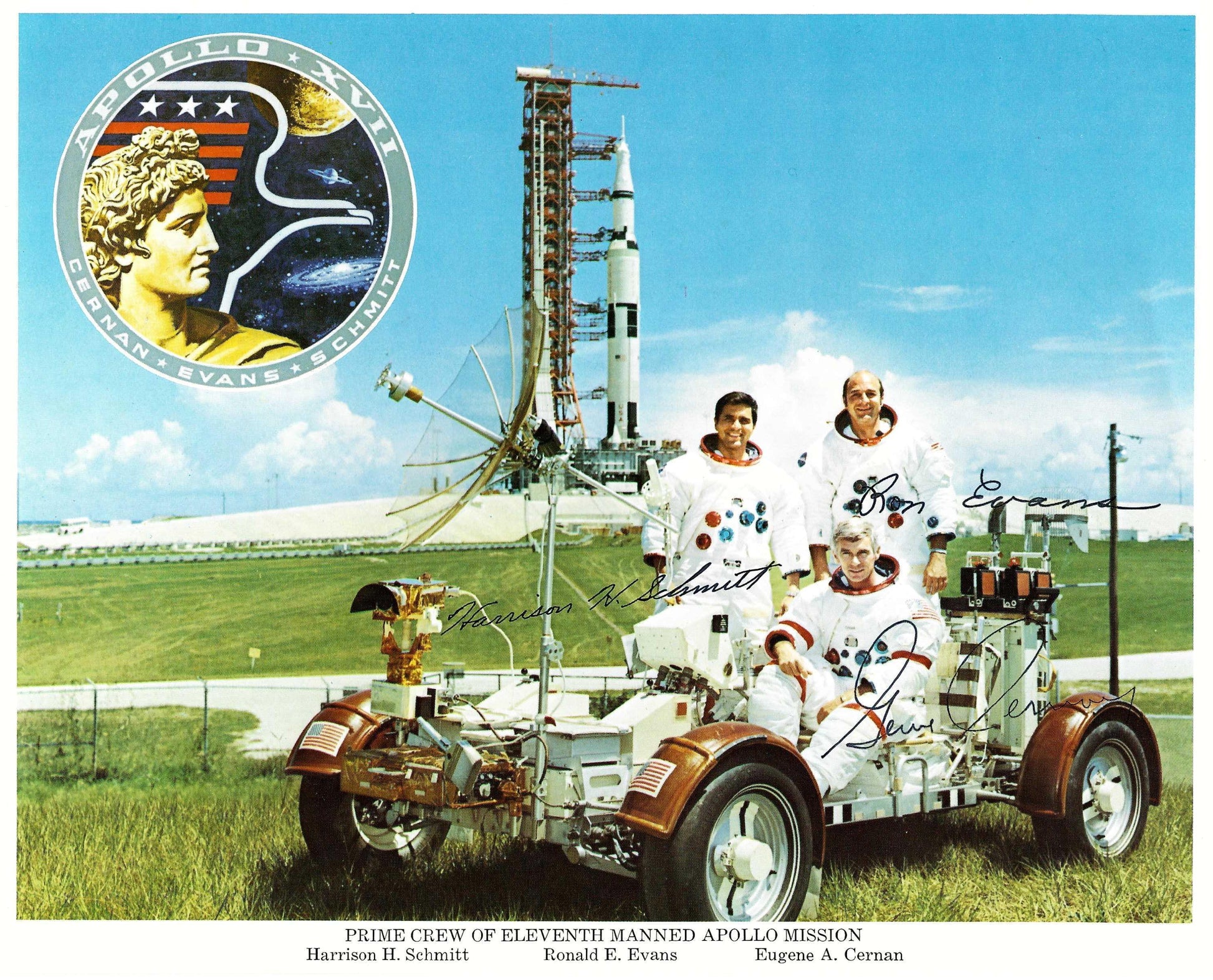 Apollo 17 crew autopen-signed 8x10'' official portrait