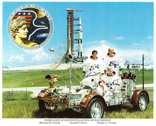 Apollo 17 crew autopen-signed 8x10'' official portrait