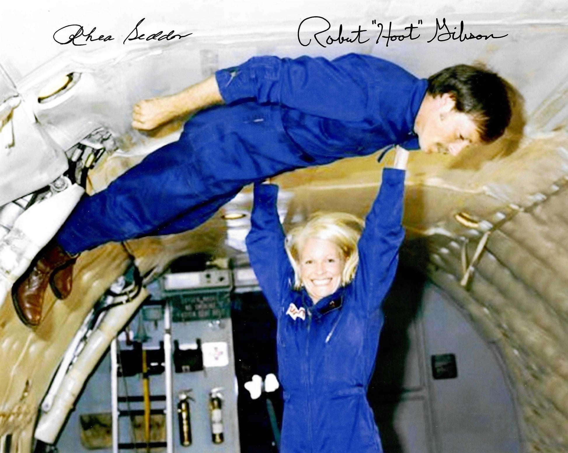 Astronauts Rhea Seddon and "Hoot" Gibson handsigned 8x10'' training photo
