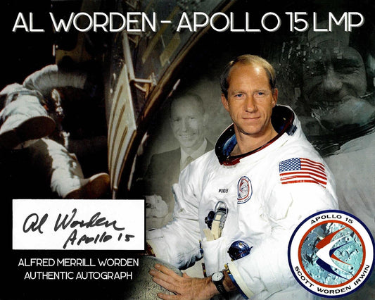 Astronaut Al Worden (Apollo 15 LMP) handsigned cut signature on presentation