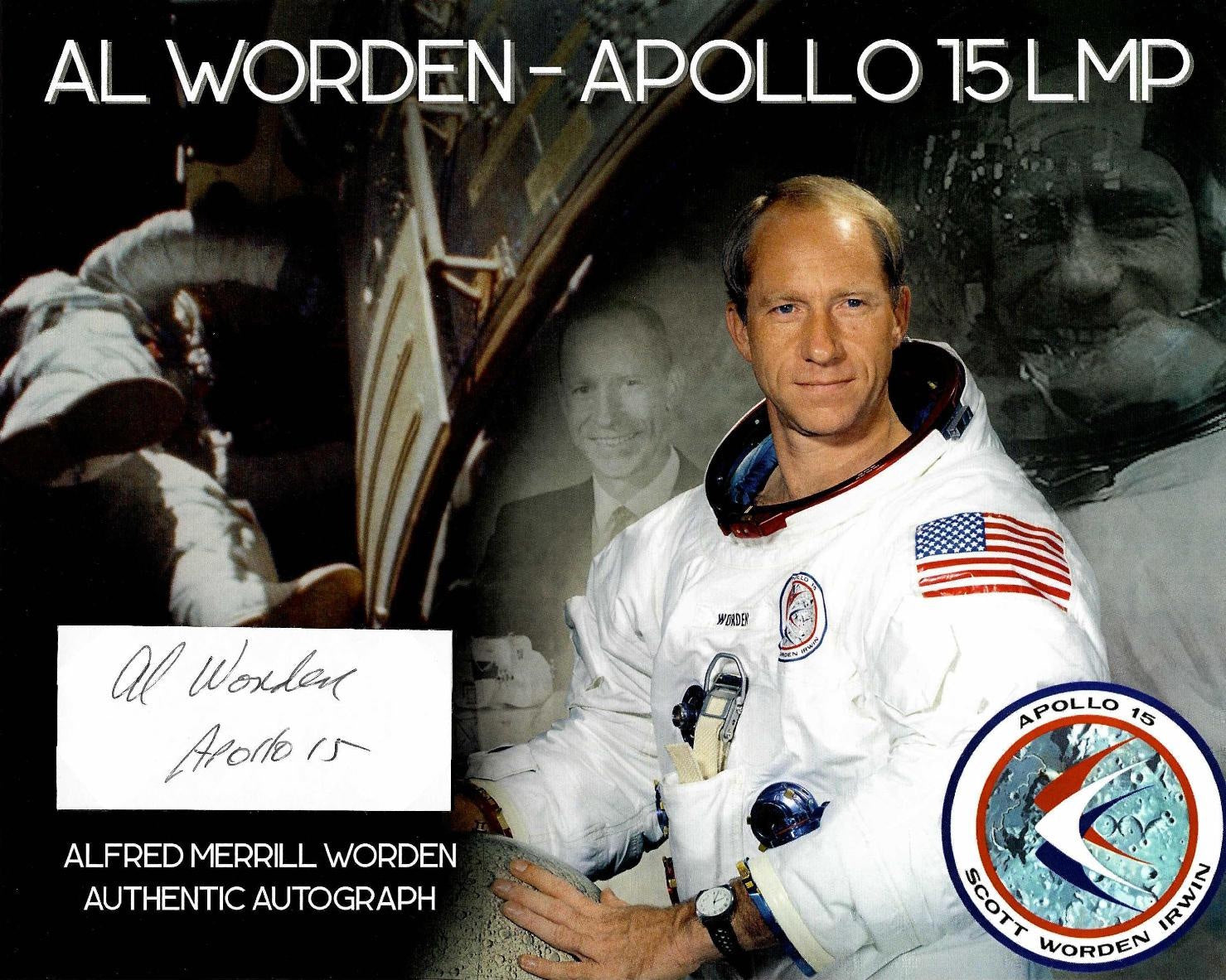 Astronaut Al Worden (Apollo 15 LMP) handsigned cut signature on presentation #2