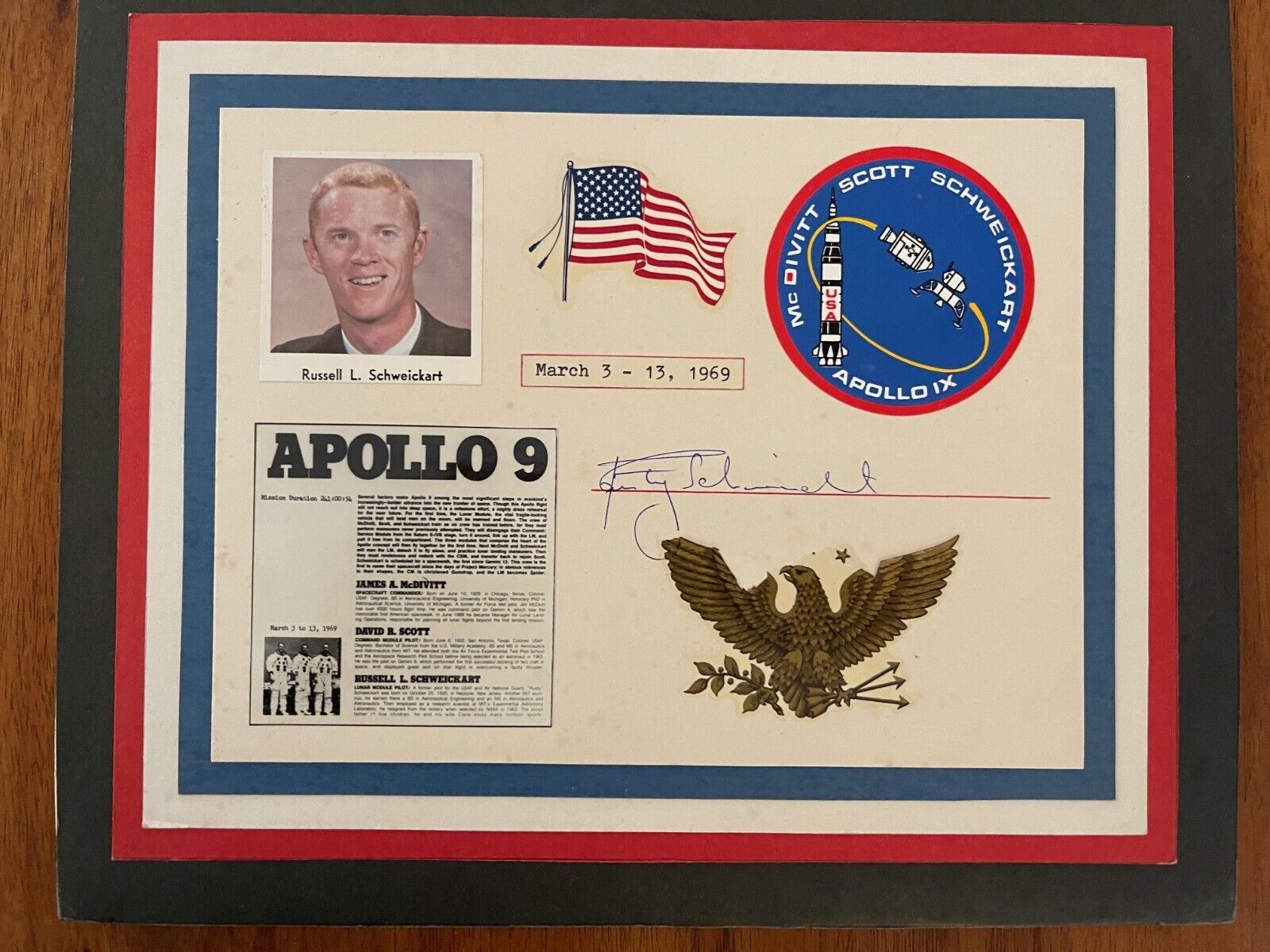 Apollo 9 collage signed by Rusty Schweickart